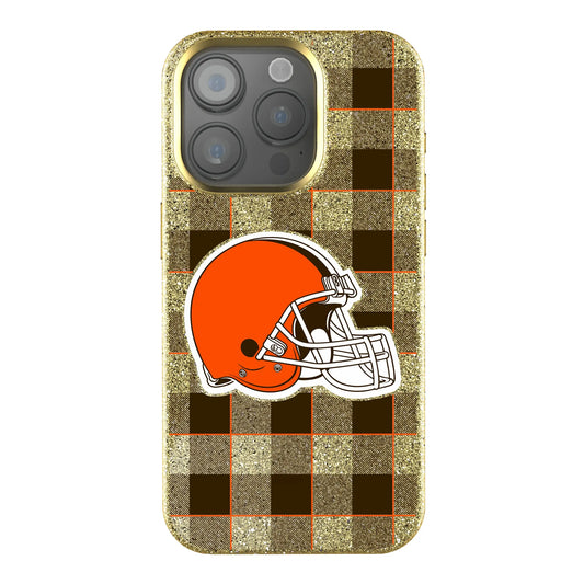 Cleveland Browns Plaid Bling Phone Case for Apple iPhone