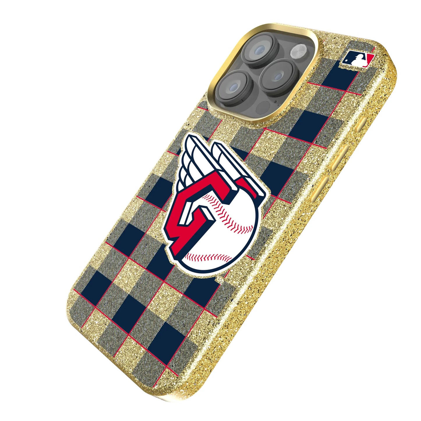 Cleveland Guardians Plaid Bling Phone Case for Apple iPhone