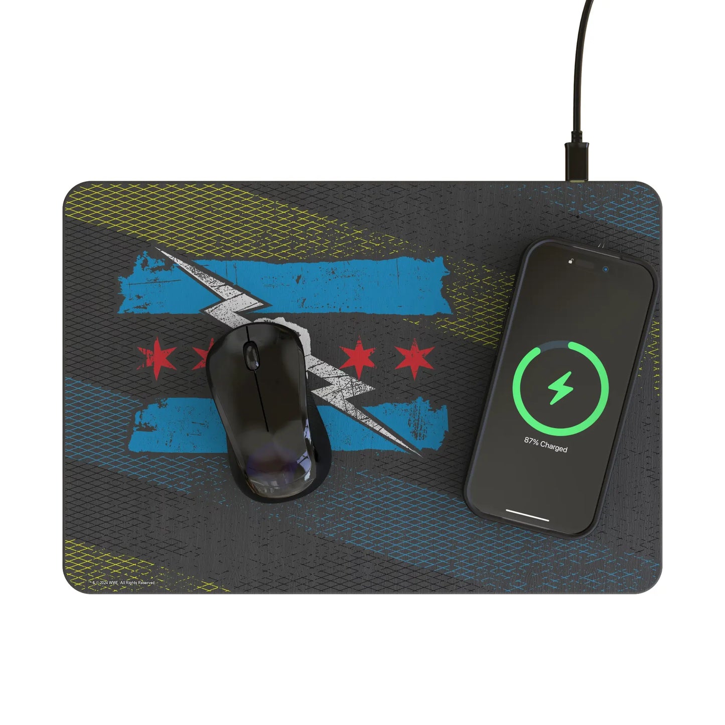 CM Punk Steel 15-Watt Wireless Charger and Mouse Pad