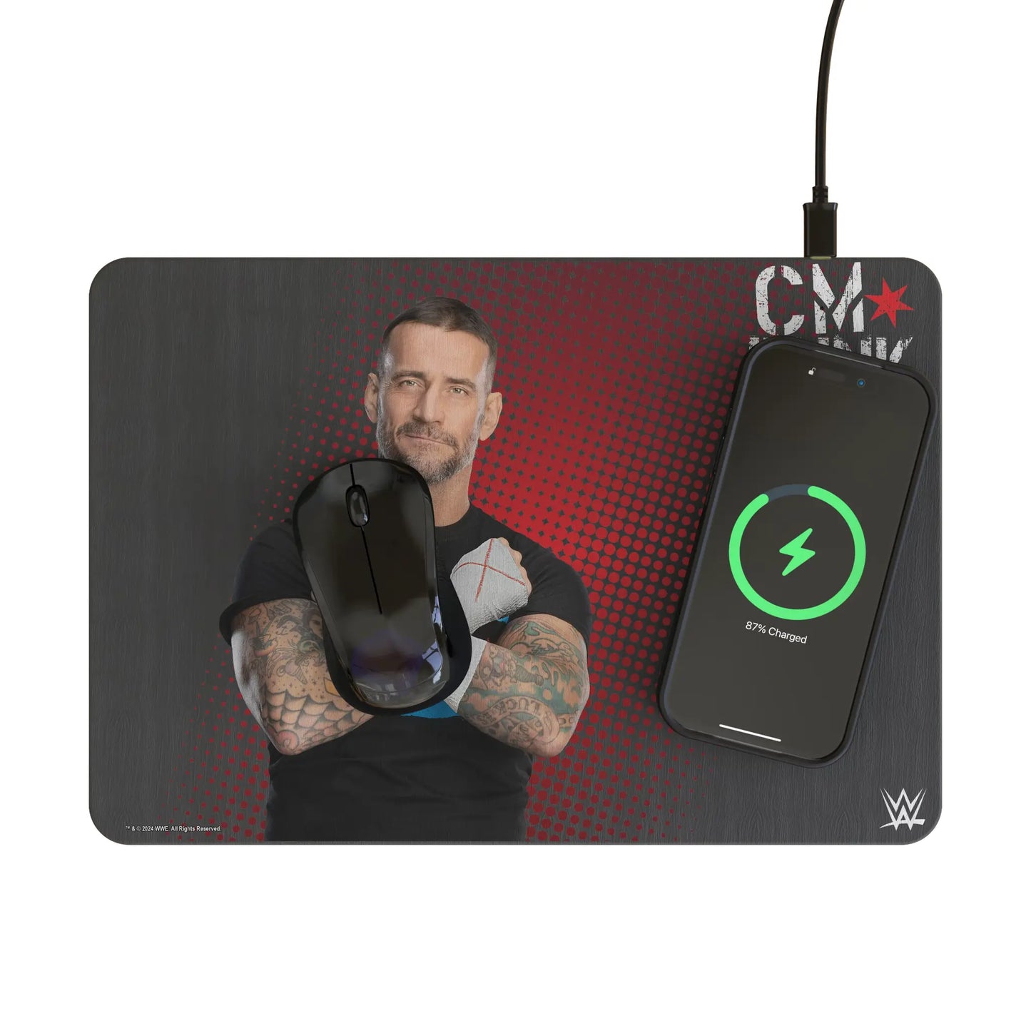 CM Punk Superstar 15-Watt Wireless Charger and Mouse Pad