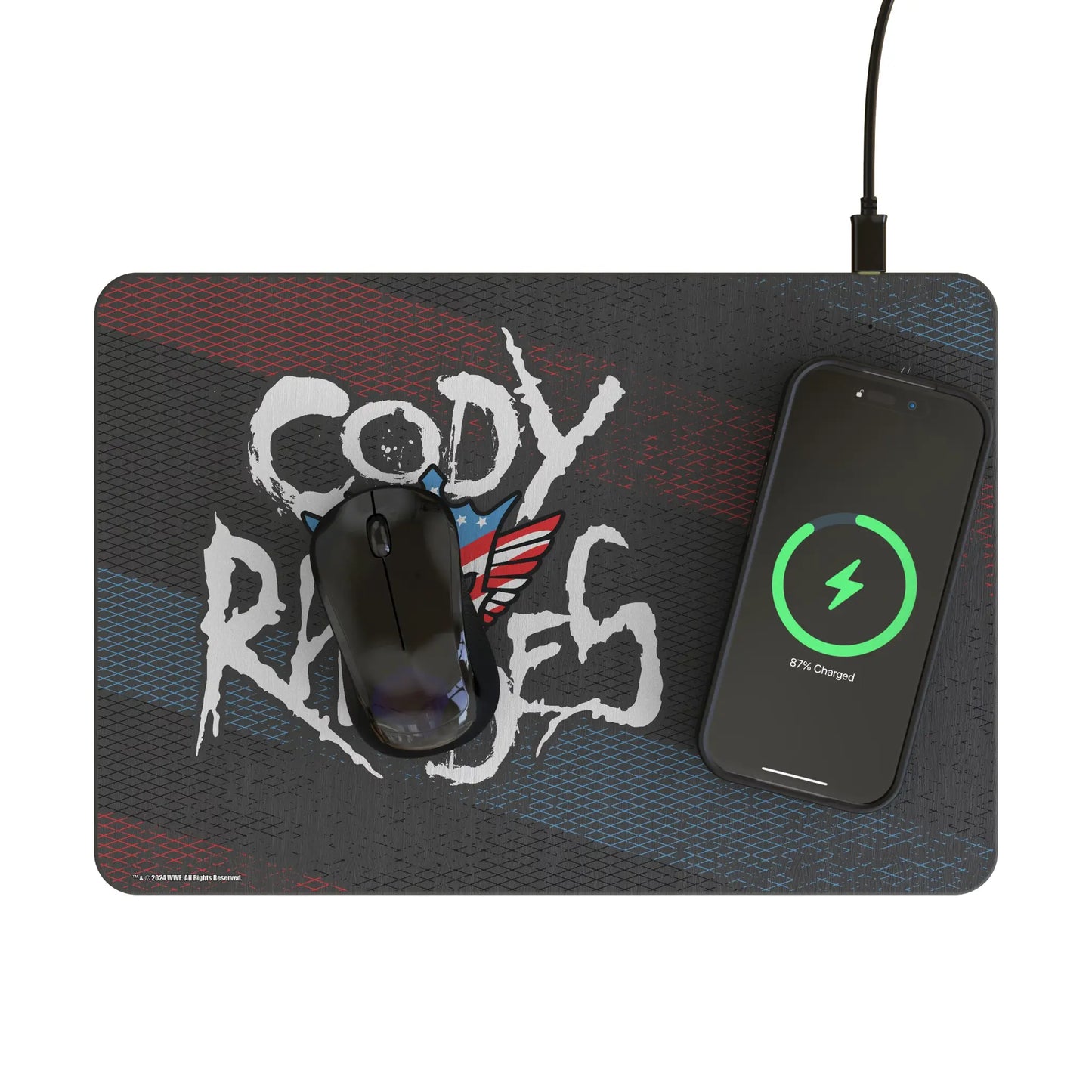 Cody Rhodes Steel 15-Watt Wireless Charger and Mouse Pad