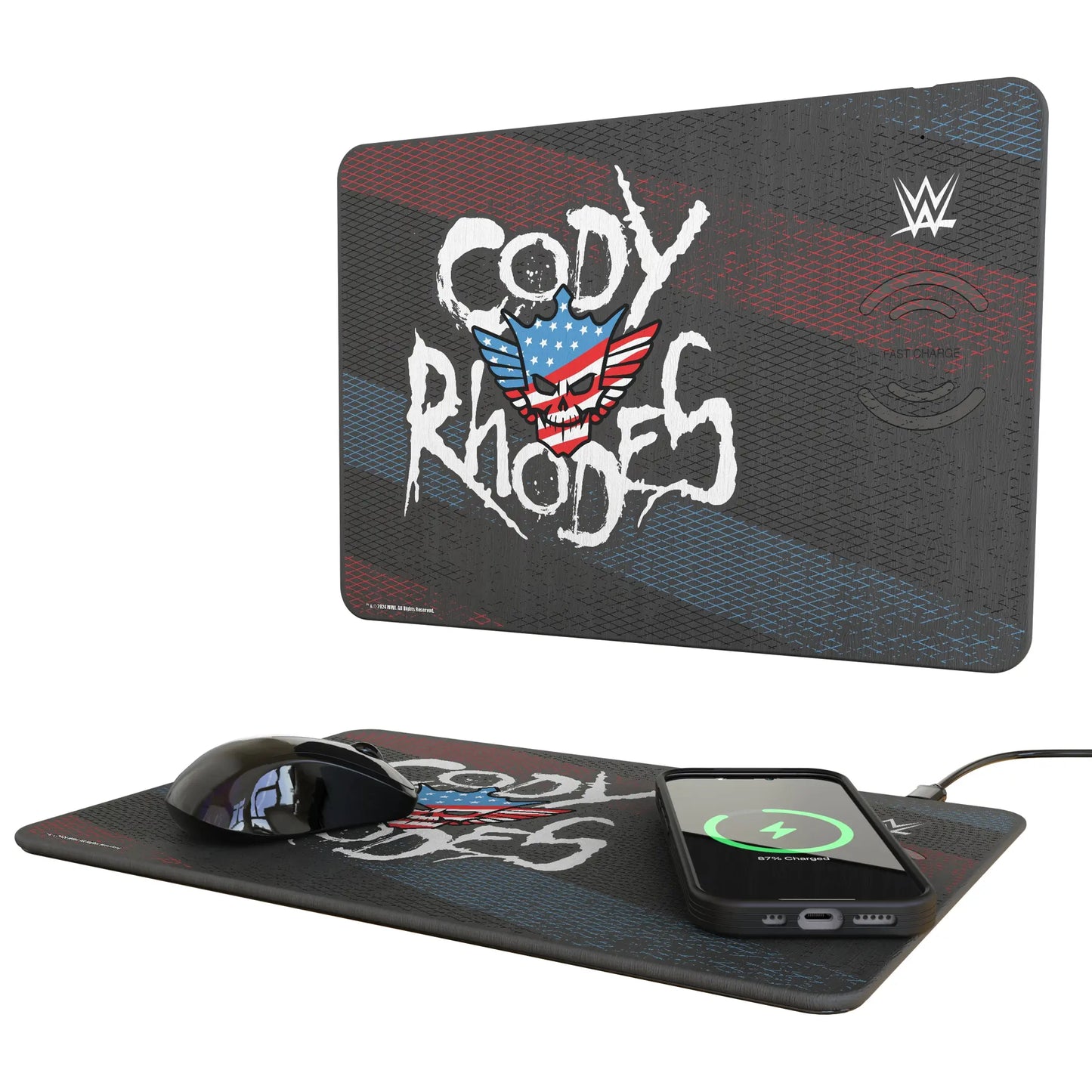Cody Rhodes Steel 15-Watt Wireless Charger and Mouse Pad