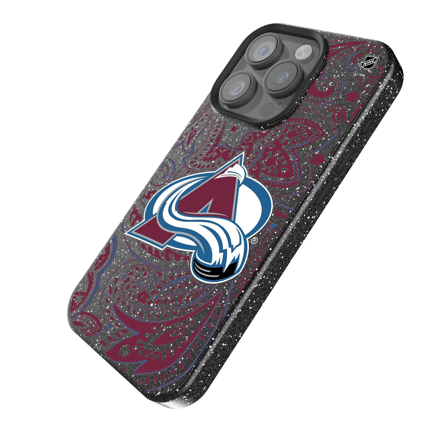 Colorado Avalanche Paisley Black Bling Phone Case for Apple iPhone