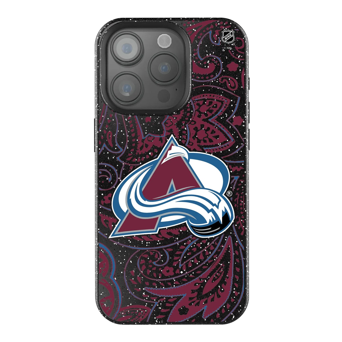 Colorado Avalanche Paisley Black Bling Phone Case for Apple iPhone