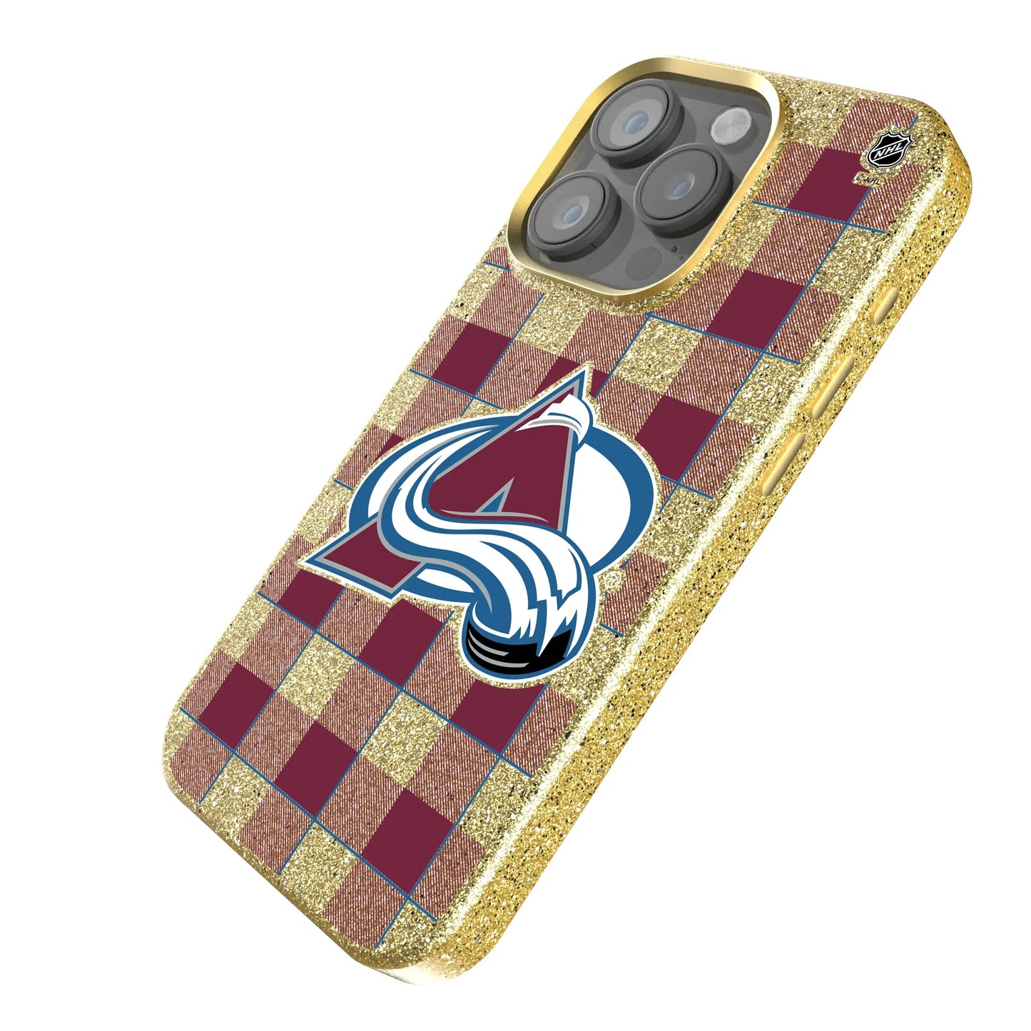 Colorado Avalanche Plaid Bling Phone Case for Apple iPhone
