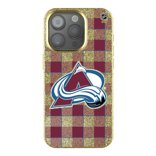 Colorado Avalanche Plaid Bling Phone Case for Apple iPhone