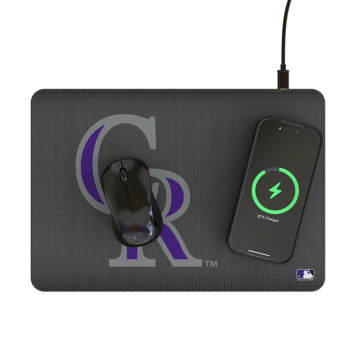 Colorado Rockies Linen 15-Watt Wireless Charger and Mouse Pad