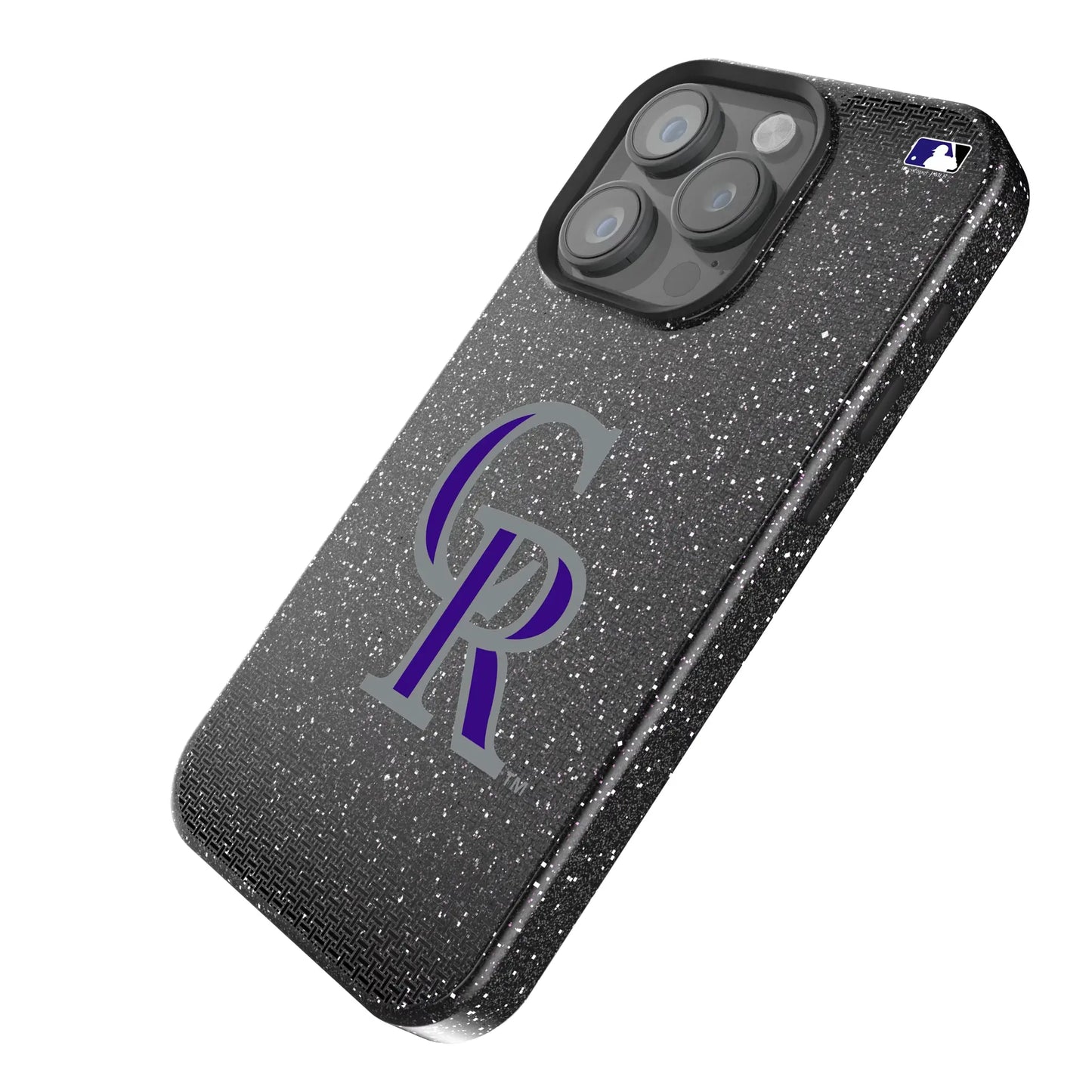 Colorado Rockies Linen Black Bling Phone Case for Apple iPhone