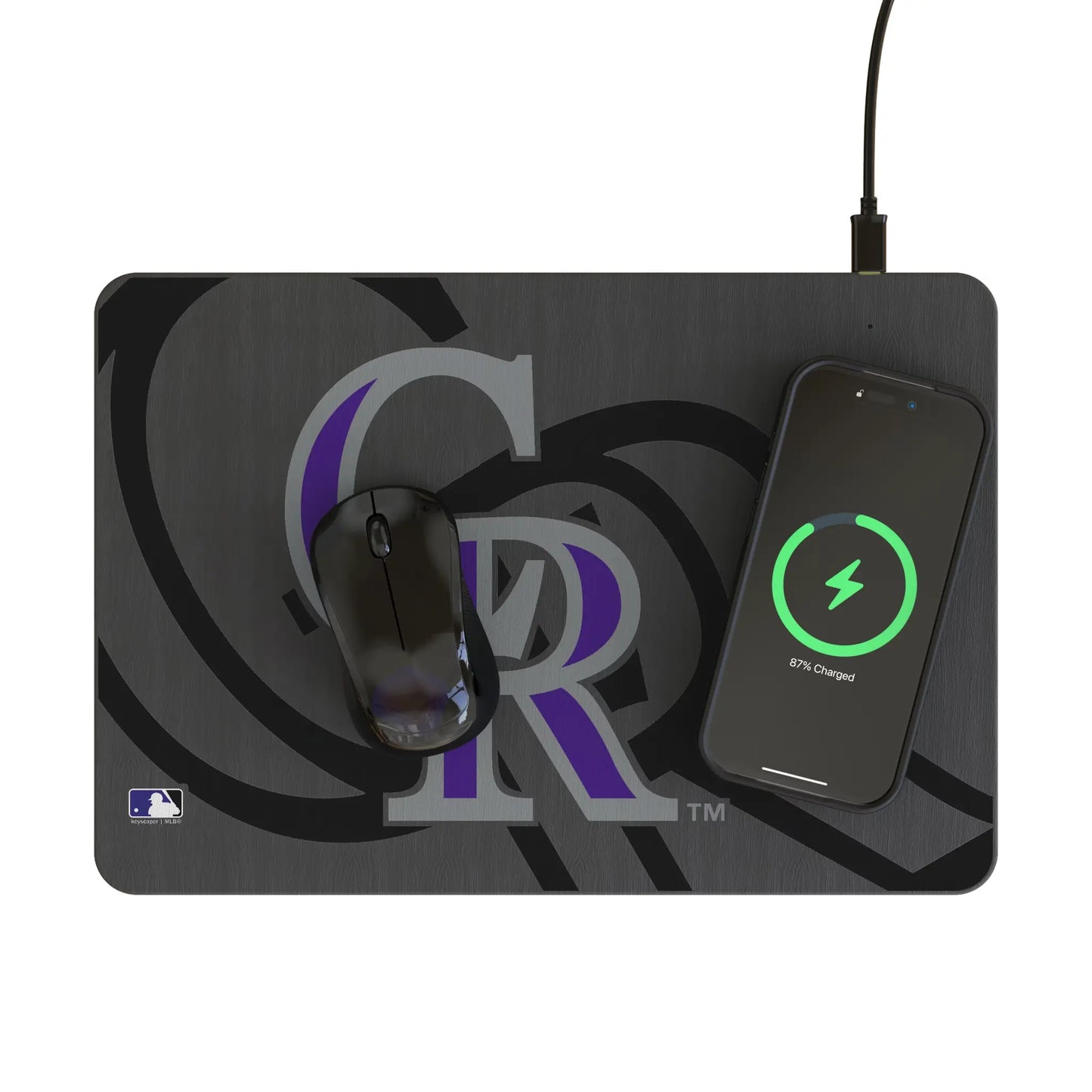 Colorado Rockies Monocolor Tilt 15-Watt Wireless Charger and Mouse Pad