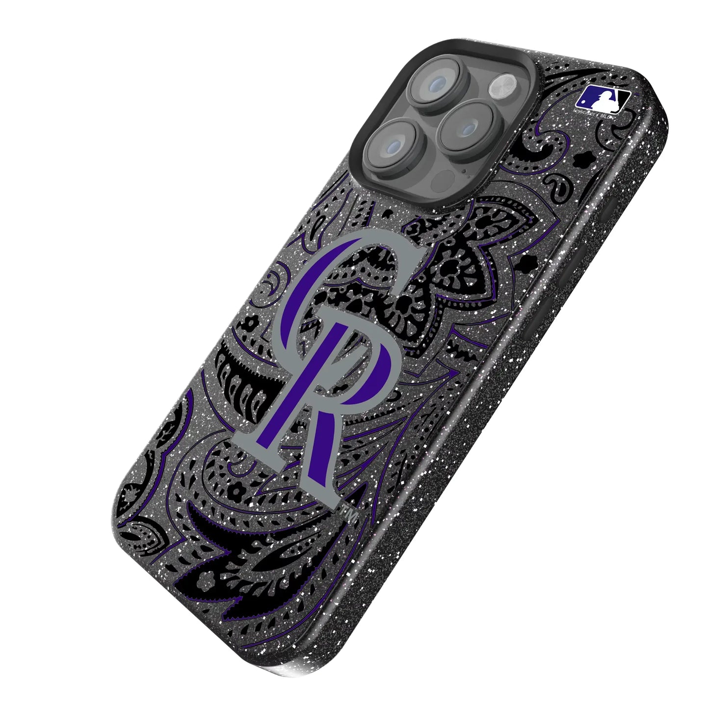Colorado Rockies Paisley Black Bling Phone Case for Apple iPhone