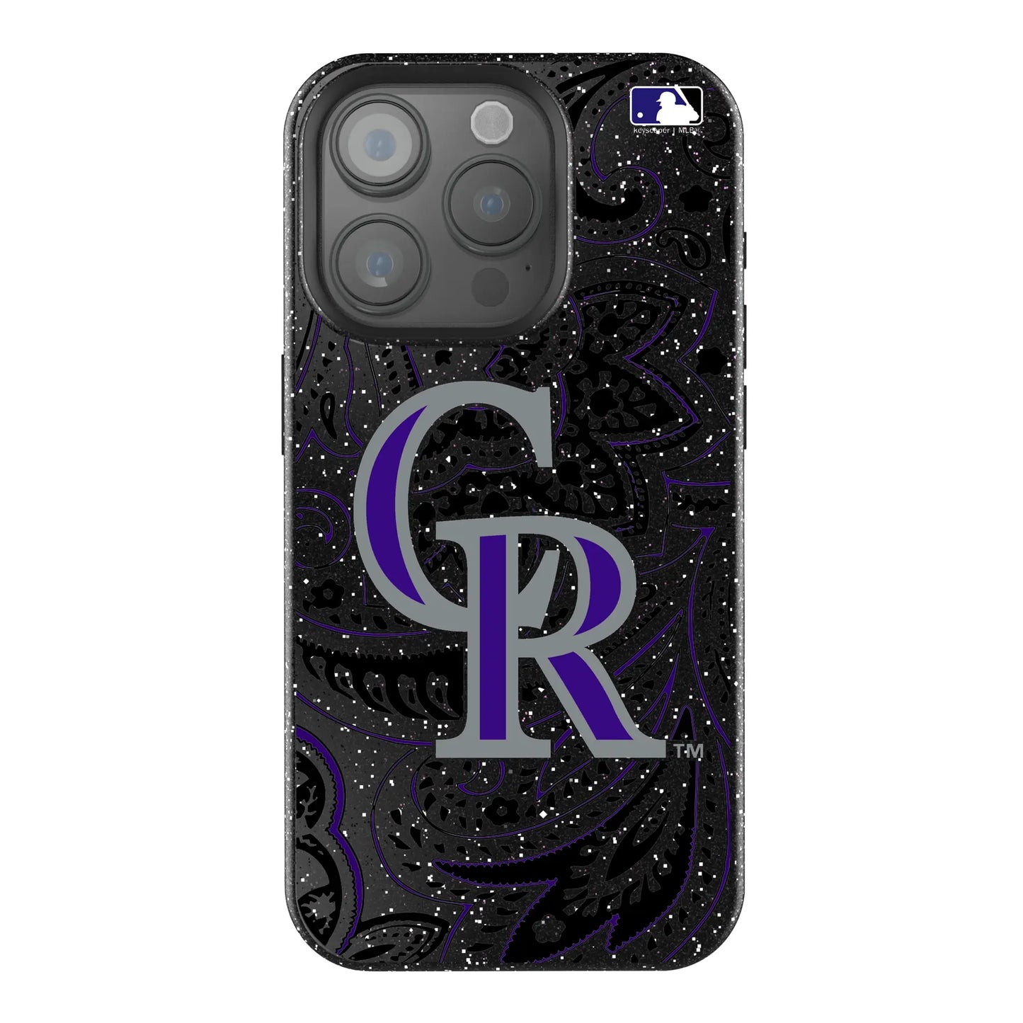 Colorado Rockies Paisley Black Bling Phone Case for Apple iPhone
