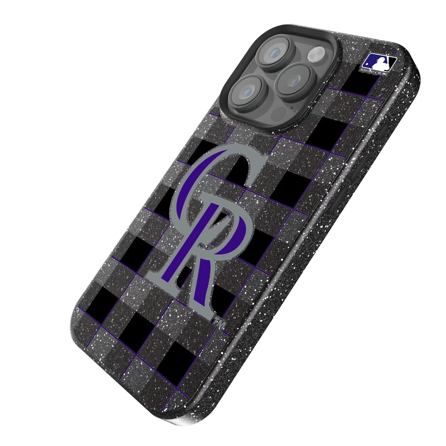 Colorado Rockies Plaid Black Bling Phone Case for Apple iPhone