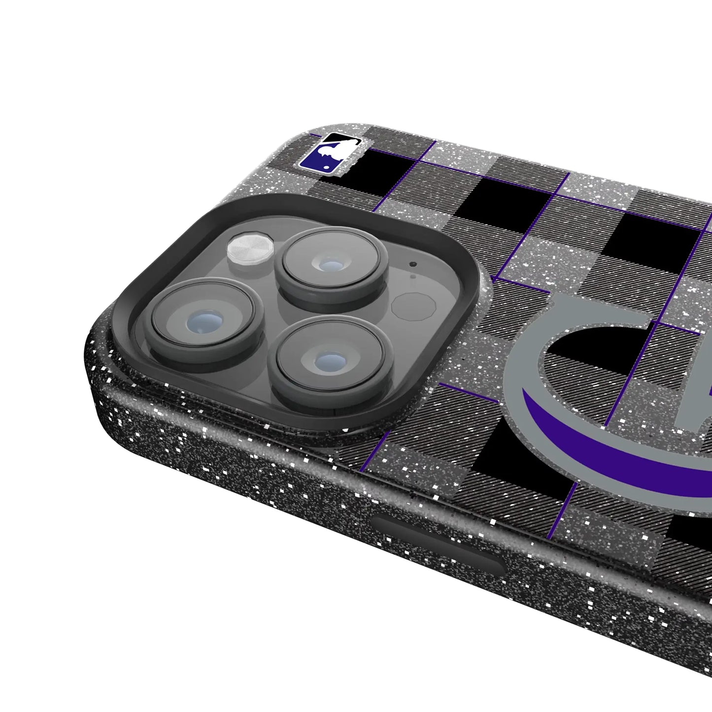 Colorado Rockies Plaid Black Bling Phone Case for Apple iPhone