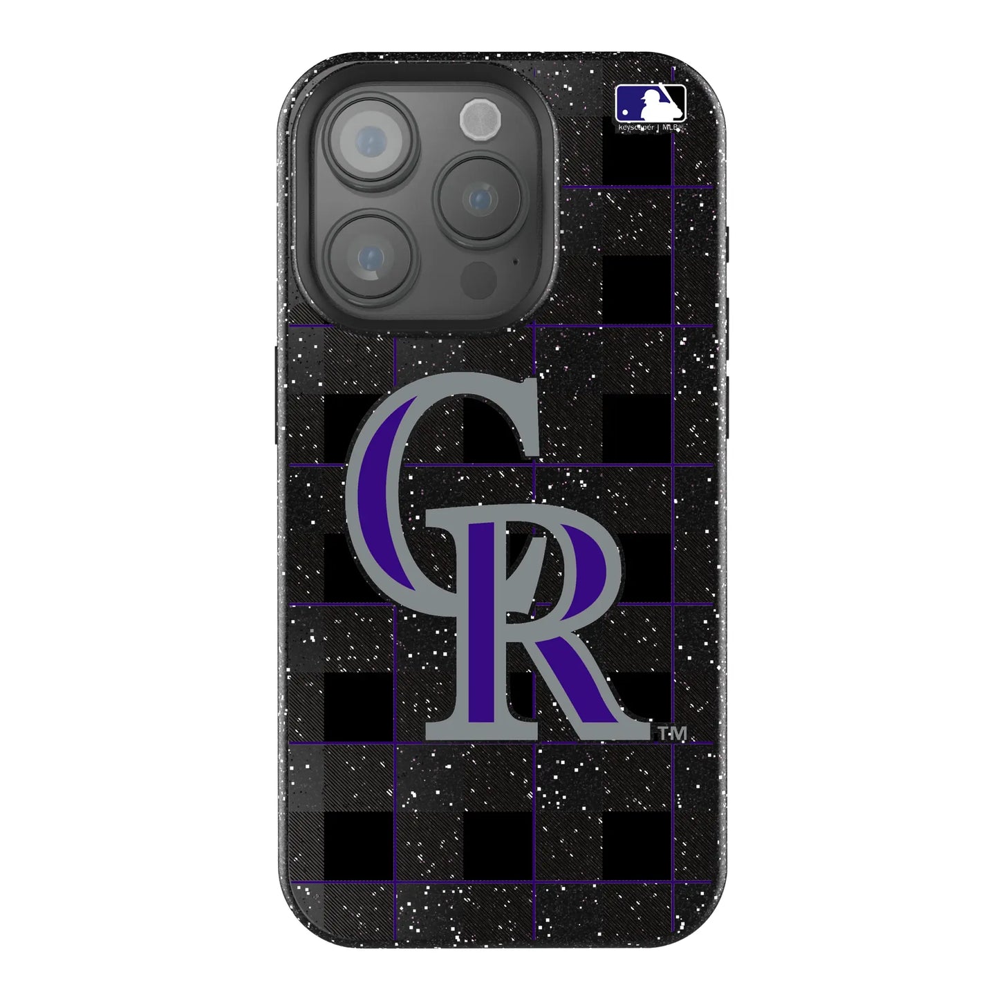 Colorado Rockies Plaid Black Bling Phone Case for Apple iPhone