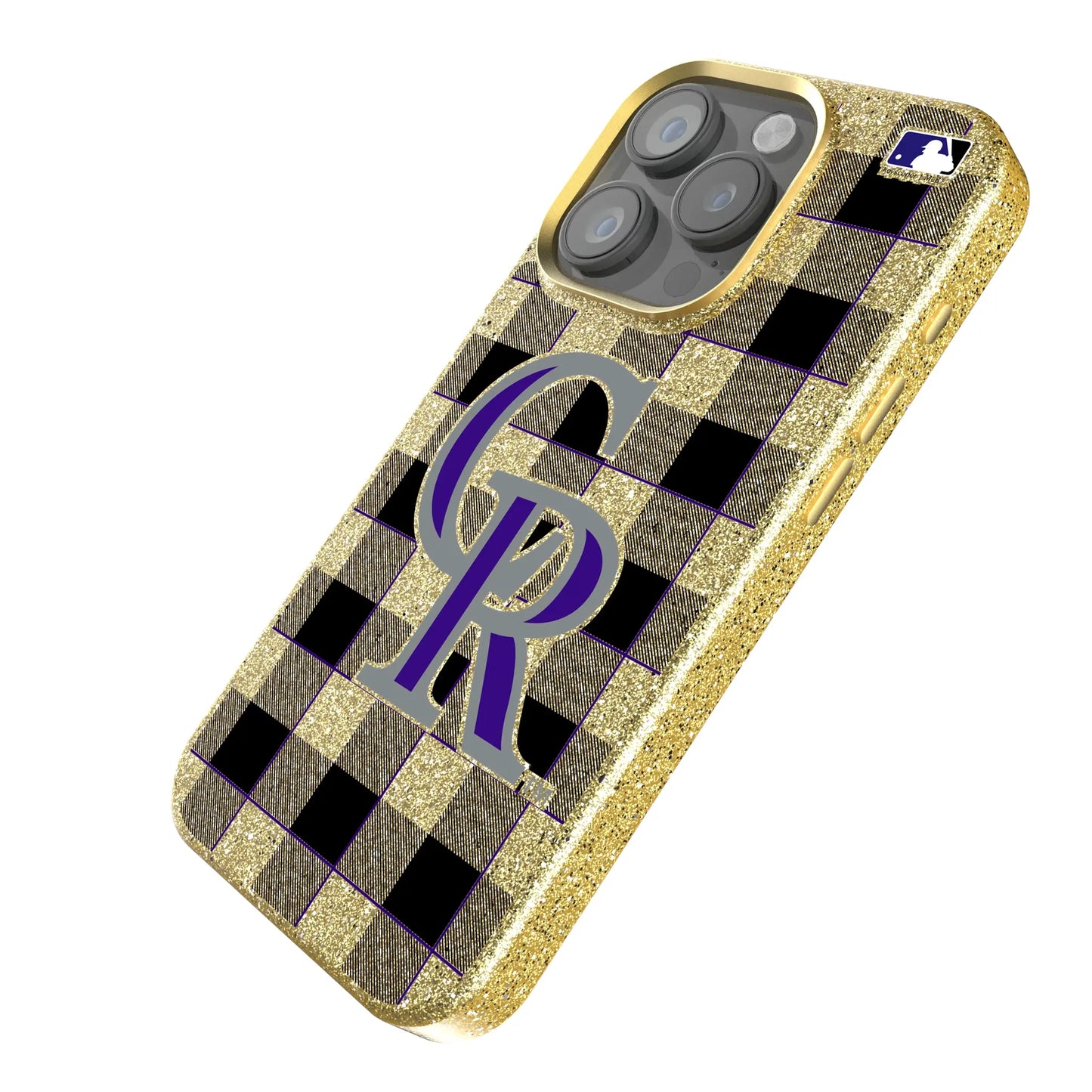 Colorado Rockies Plaid Bling Phone Case for Apple iPhone