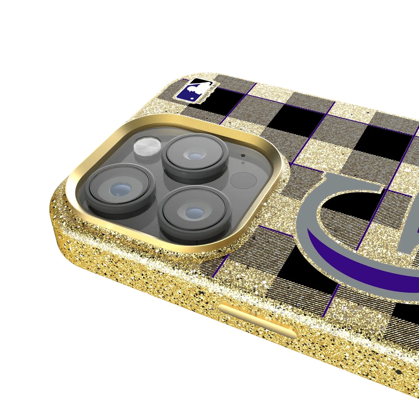 Colorado Rockies Plaid Bling Phone Case for Apple iPhone