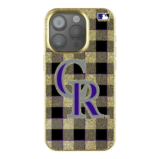 Colorado Rockies Plaid Bling Phone Case for Apple iPhone