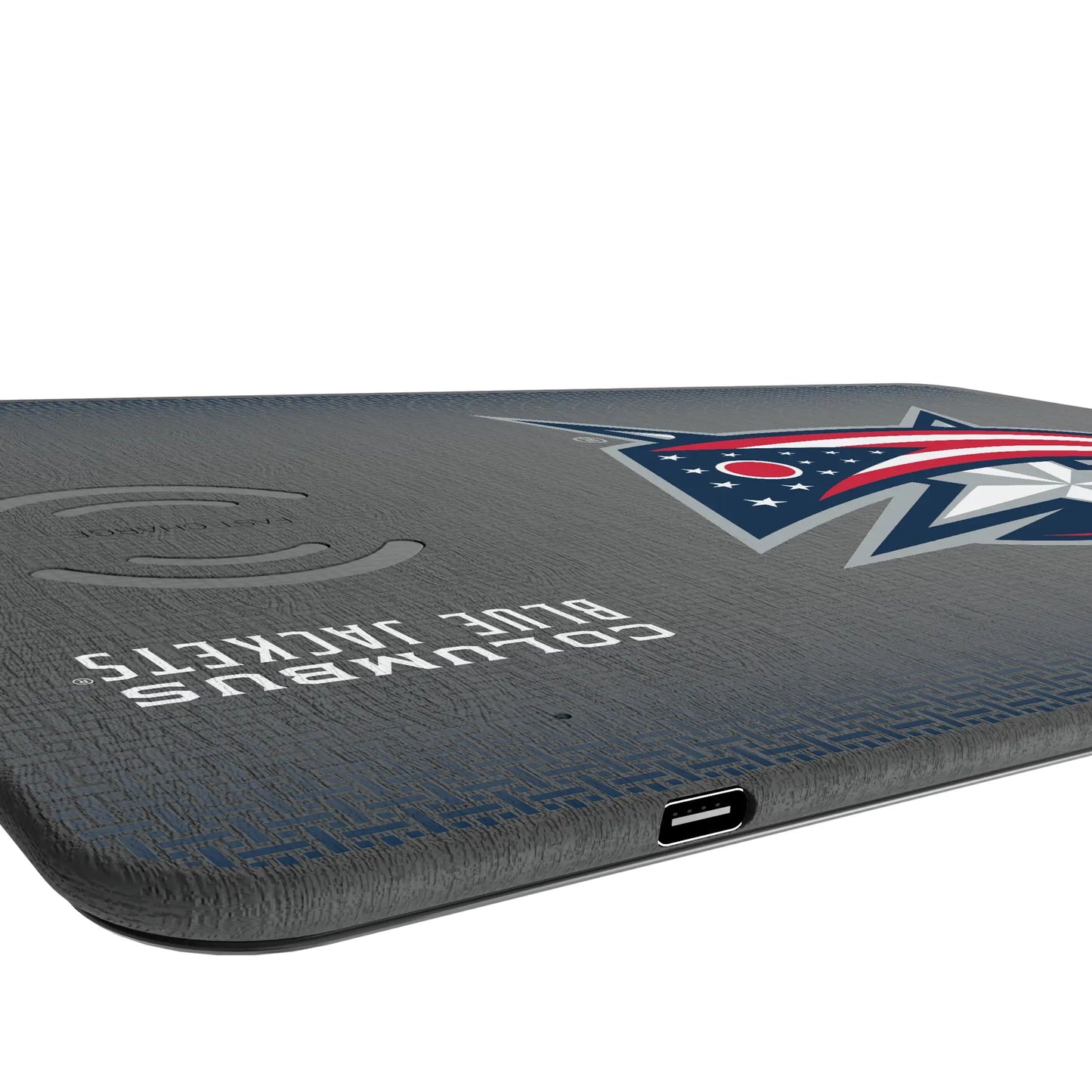 Columbus Blue Jackets Linen 15-Watt Wireless Charger and Mouse Pad