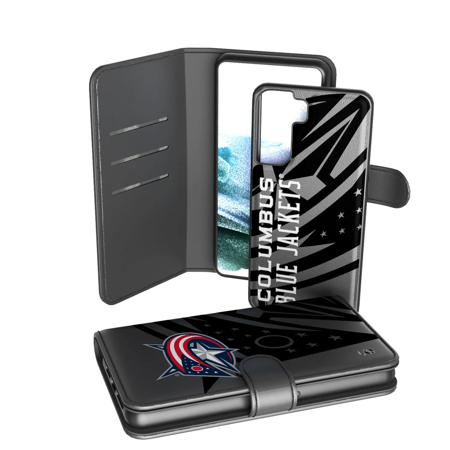 Columbus Blue Jackets Monocolor Tilt Wallet Phone Case for Apple iPhone