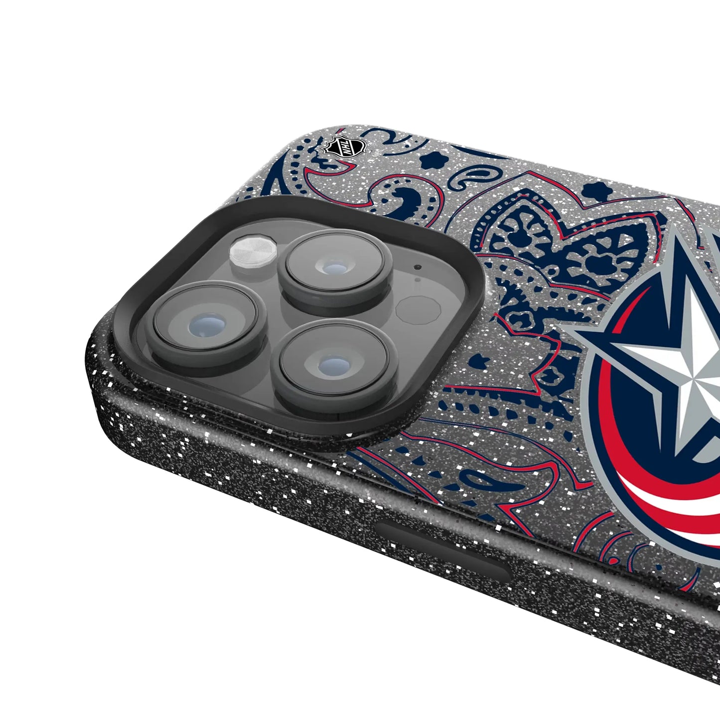 Columbus Blue Jackets Paisley Black Bling Phone Case for Apple iPhone