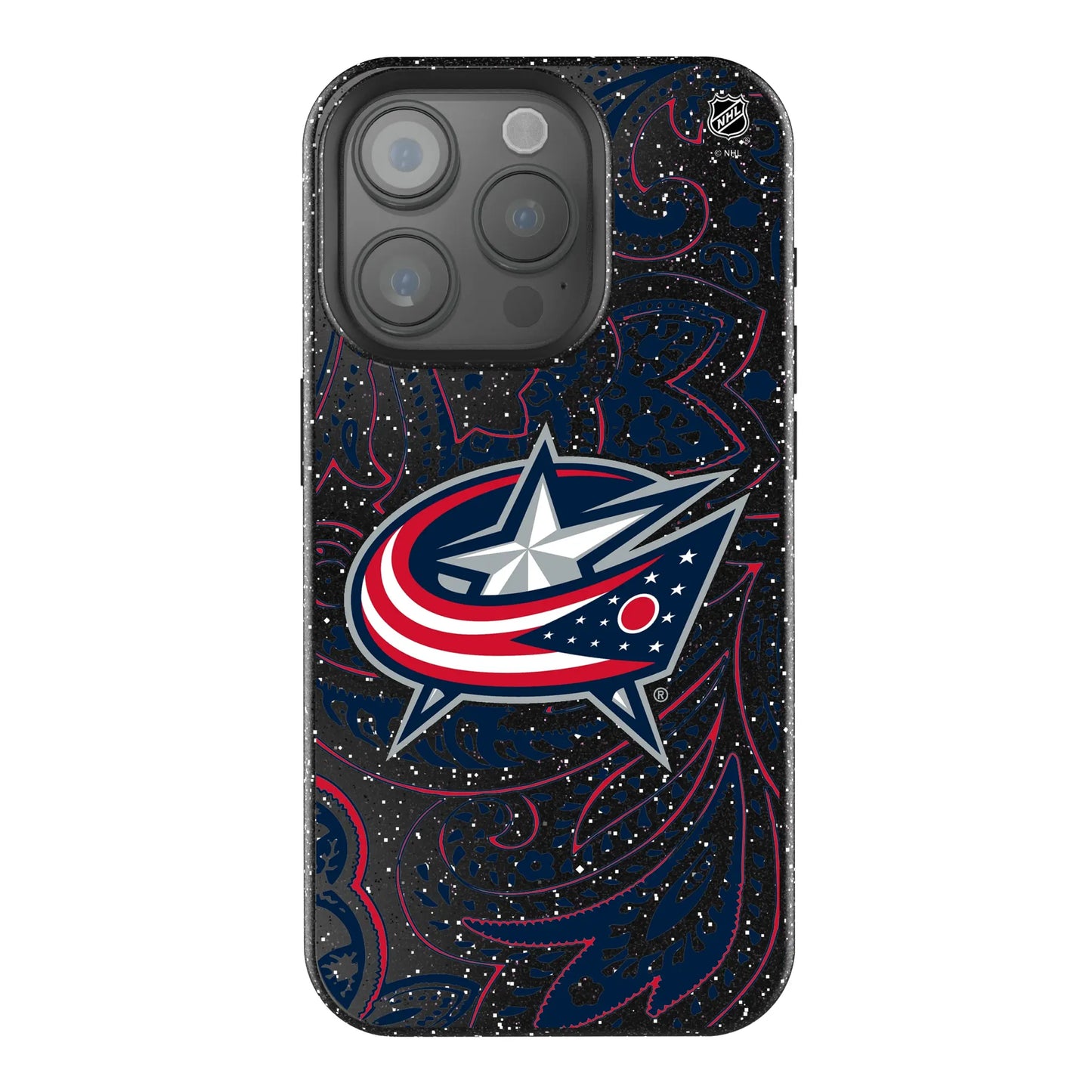 Columbus Blue Jackets Paisley Black Bling Phone Case for Apple iPhone