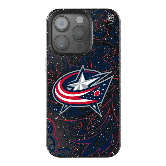 Columbus Blue Jackets Paisley Black Bling Phone Case for Apple iPhone