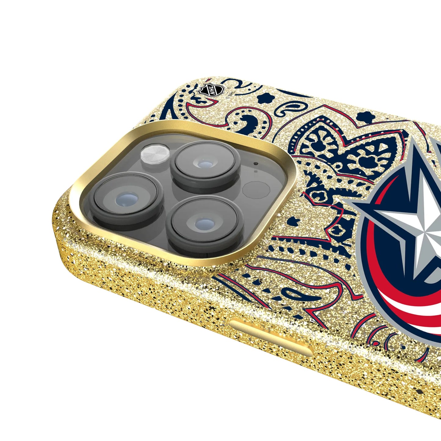 Columbus Blue Jackets Paisley Bling Phone Case for Apple iPhone