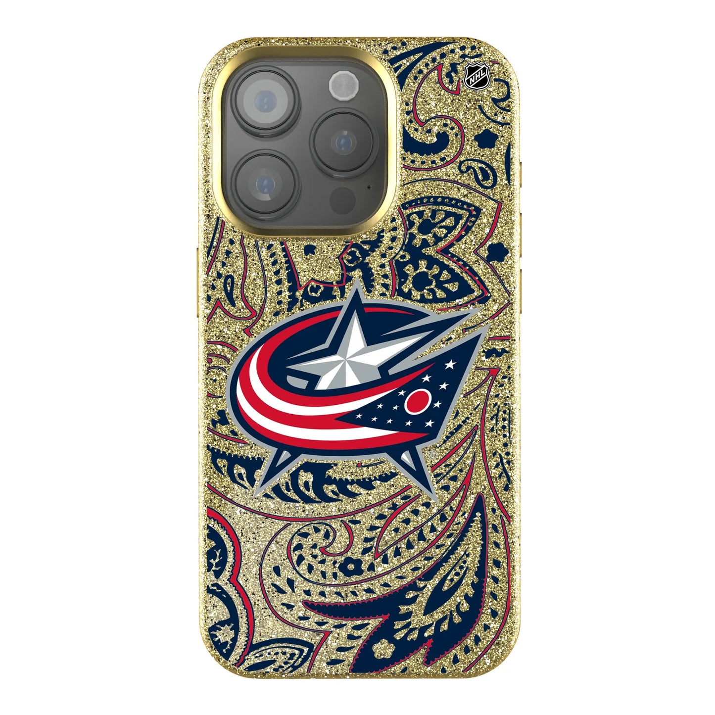 Columbus Blue Jackets Paisley Bling Phone Case for Apple iPhone