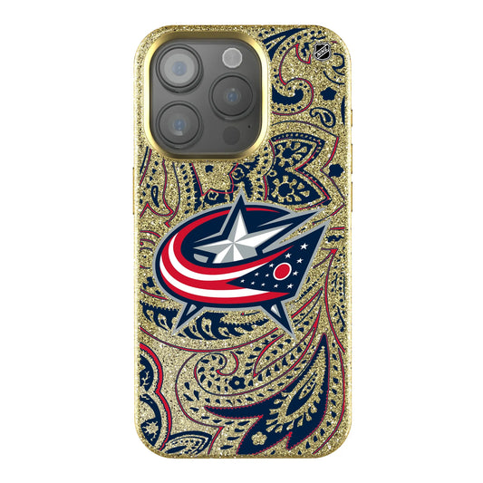 Columbus Blue Jackets Paisley Bling Phone Case for Apple iPhone