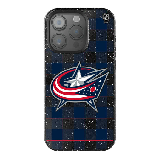 Columbus Blue Jackets Plaid Black Bling Phone Case for Apple iPhone