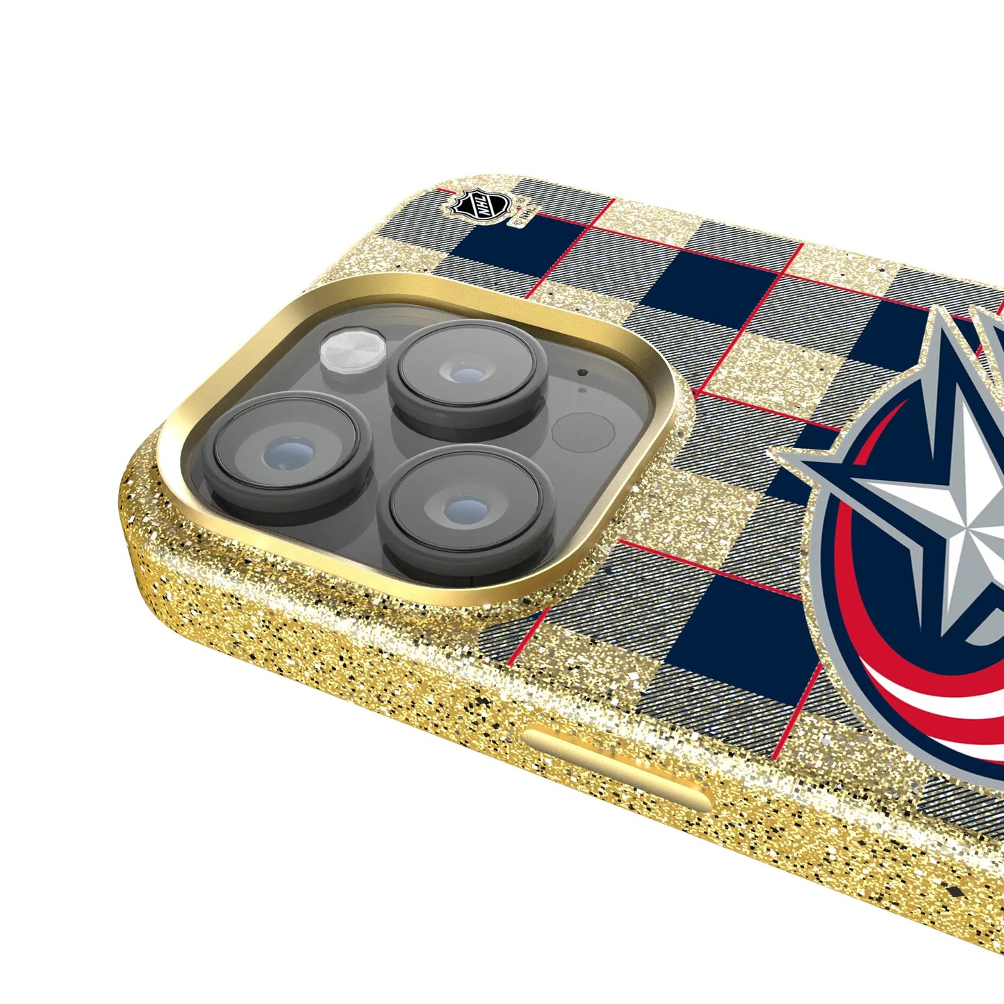 Columbus Blue Jackets Plaid Bling Phone Case for Apple iPhone