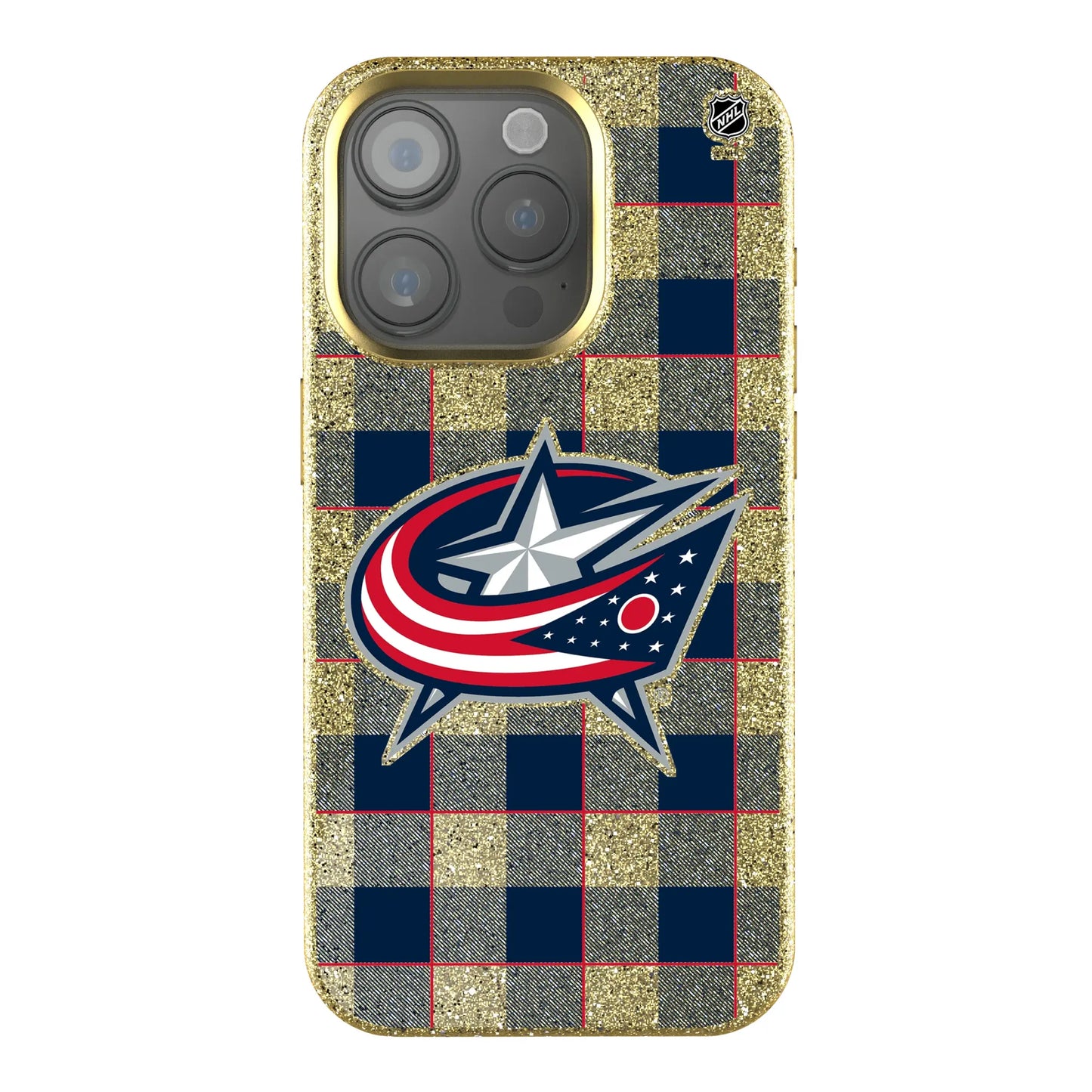 Columbus Blue Jackets Plaid Bling Phone Case for Apple iPhone