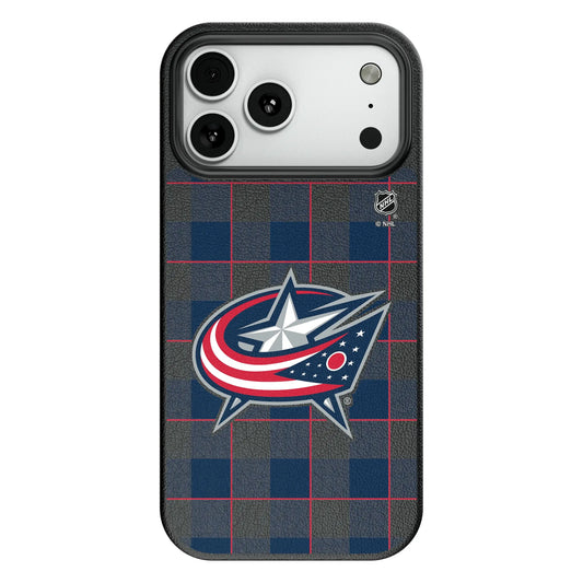 Columbus Blue Jackets Plaid MagSafe Compatible Phone Case for Apple iPhone