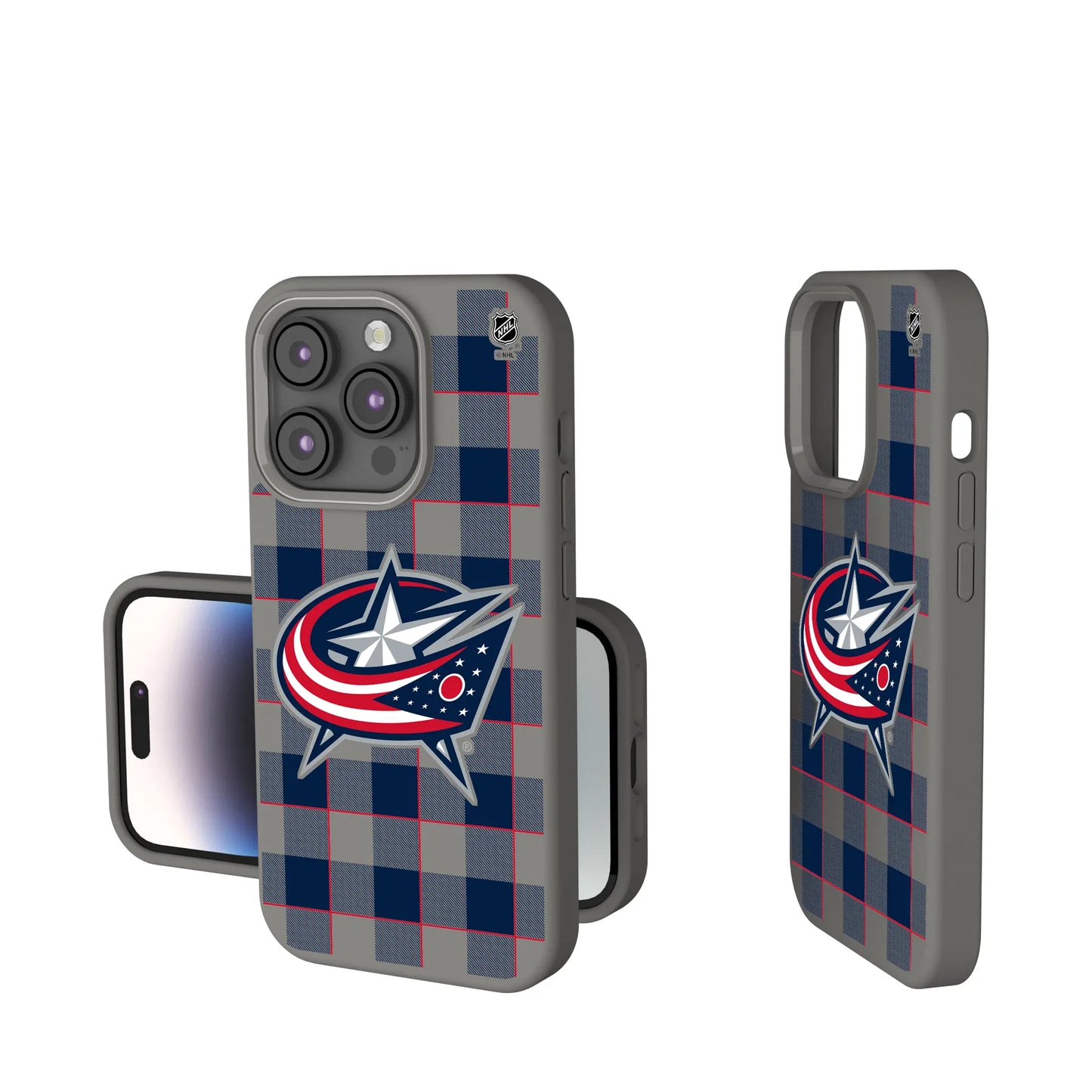 Columbus Blue Jackets Plaid Soft Touch Phone Case for Apple iPhone