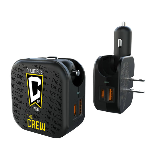 Columbus Crew Text Backdrop 2 in 1 USB A/C Charger