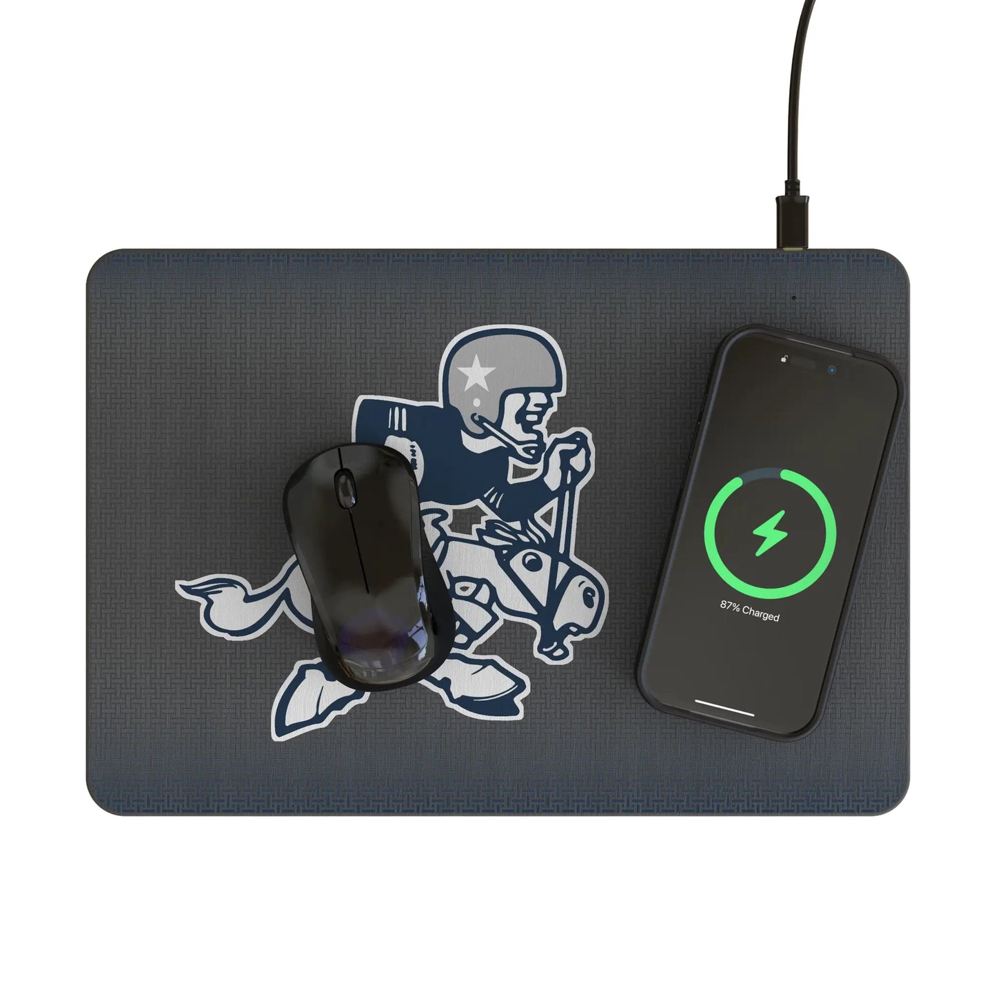 Dallas Cowboys 1966-1969 Historic Collection Linen 15-Watt Wireless Charger and Mouse Pad