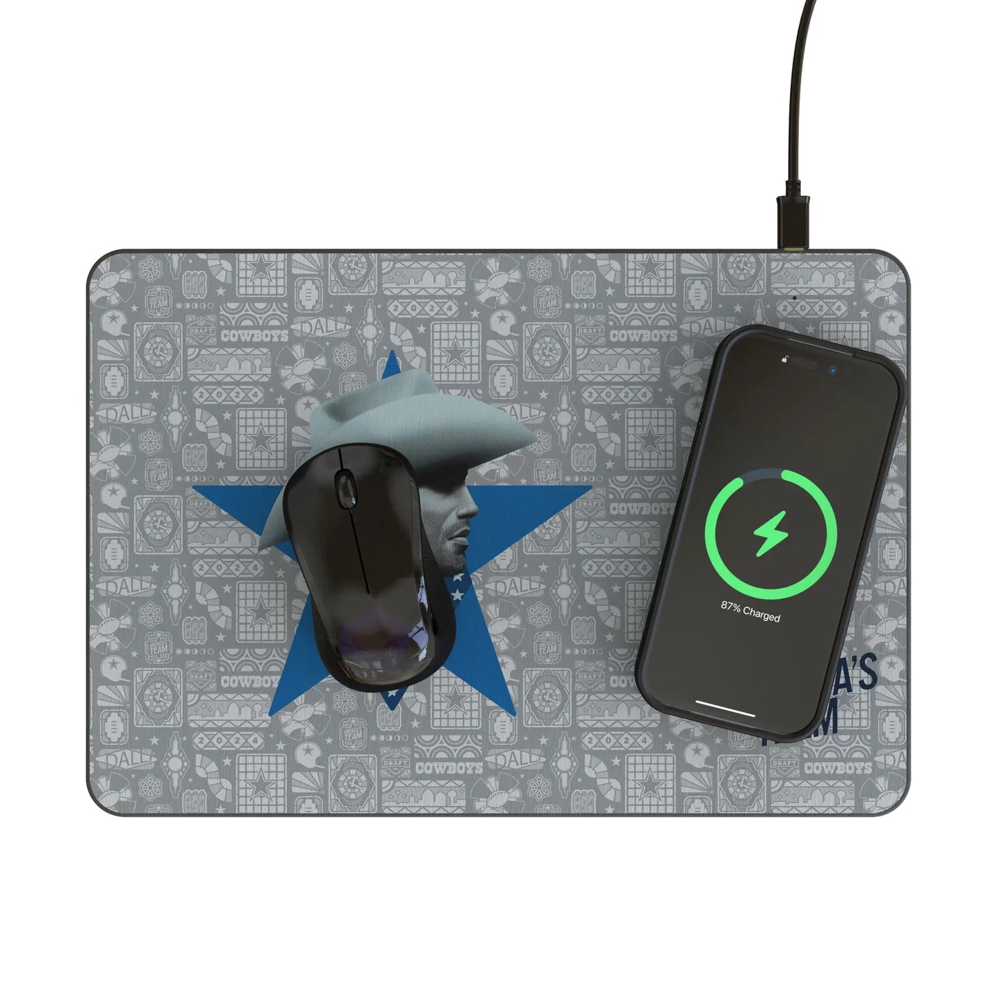 Dallas Cowboys Deco 15-Watt Wireless Charger and Mouse Pad