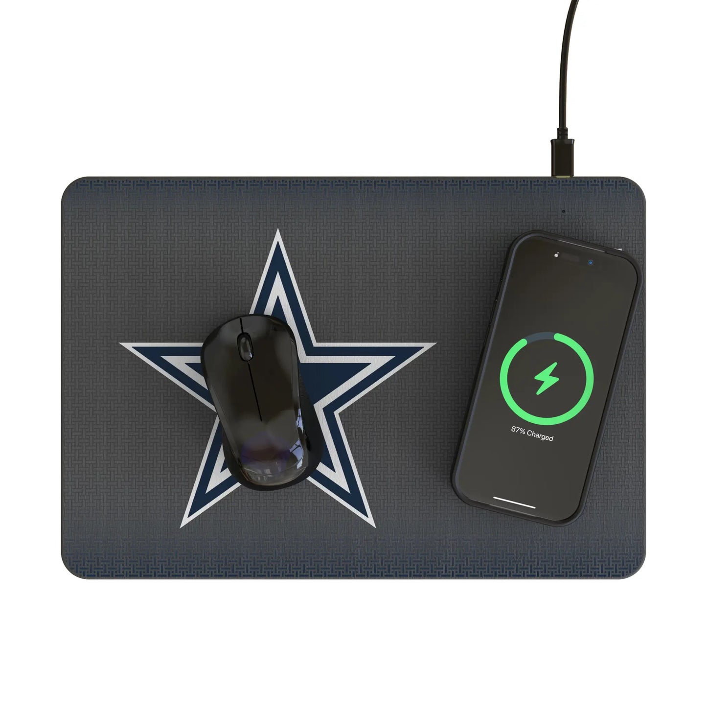 Dallas Cowboys Linen 15-Watt Wireless Charger and Mouse Pad