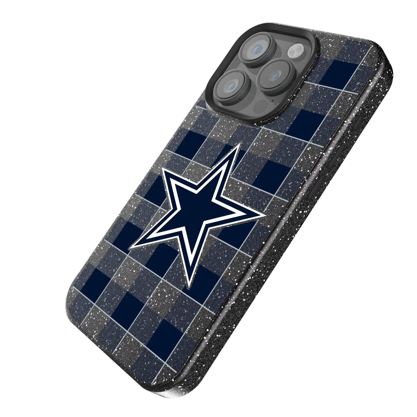 Dallas Cowboys Plaid Black Bling Phone Case for Apple iPhone