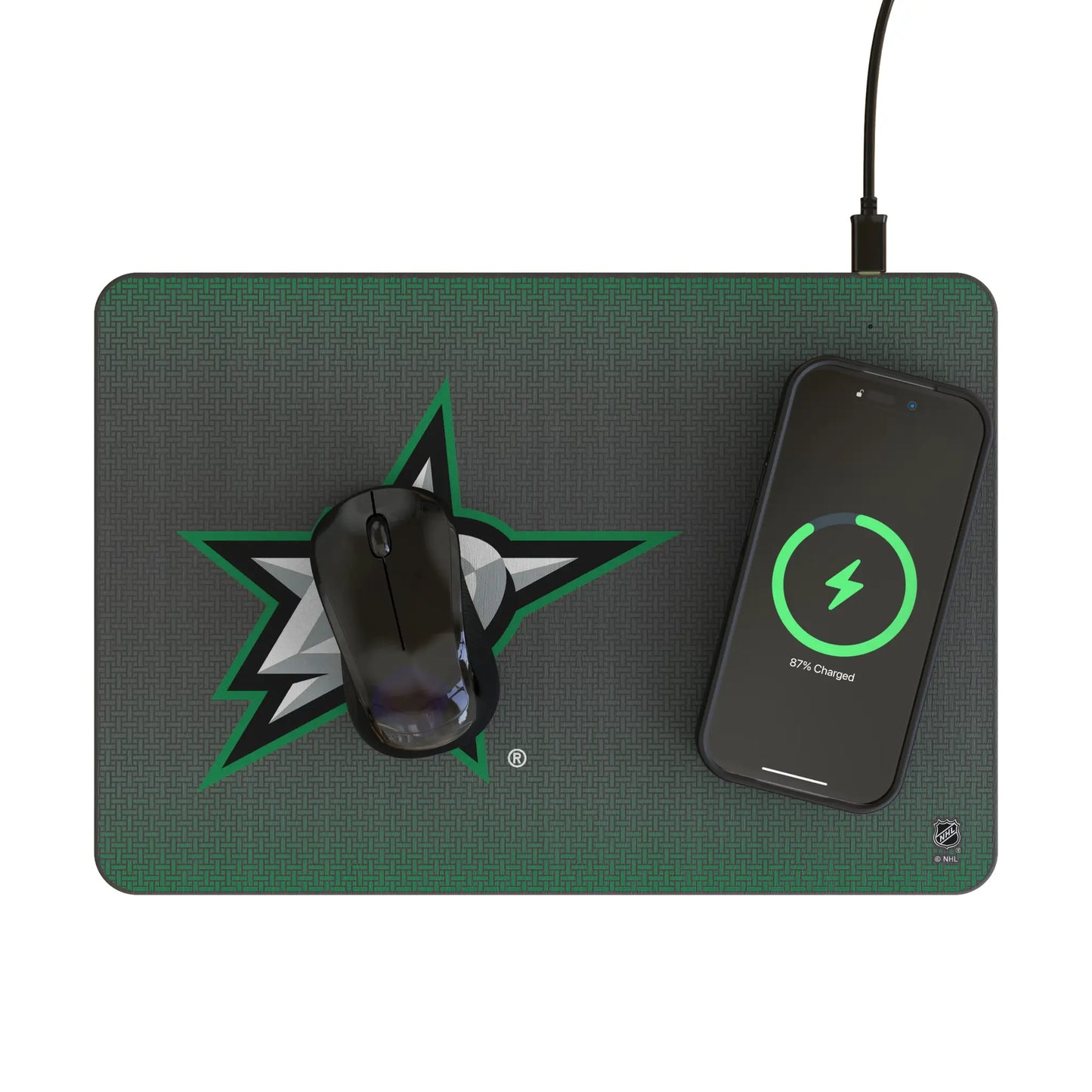 Dallas Stars Linen 15-Watt Wireless Charger and Mouse Pad