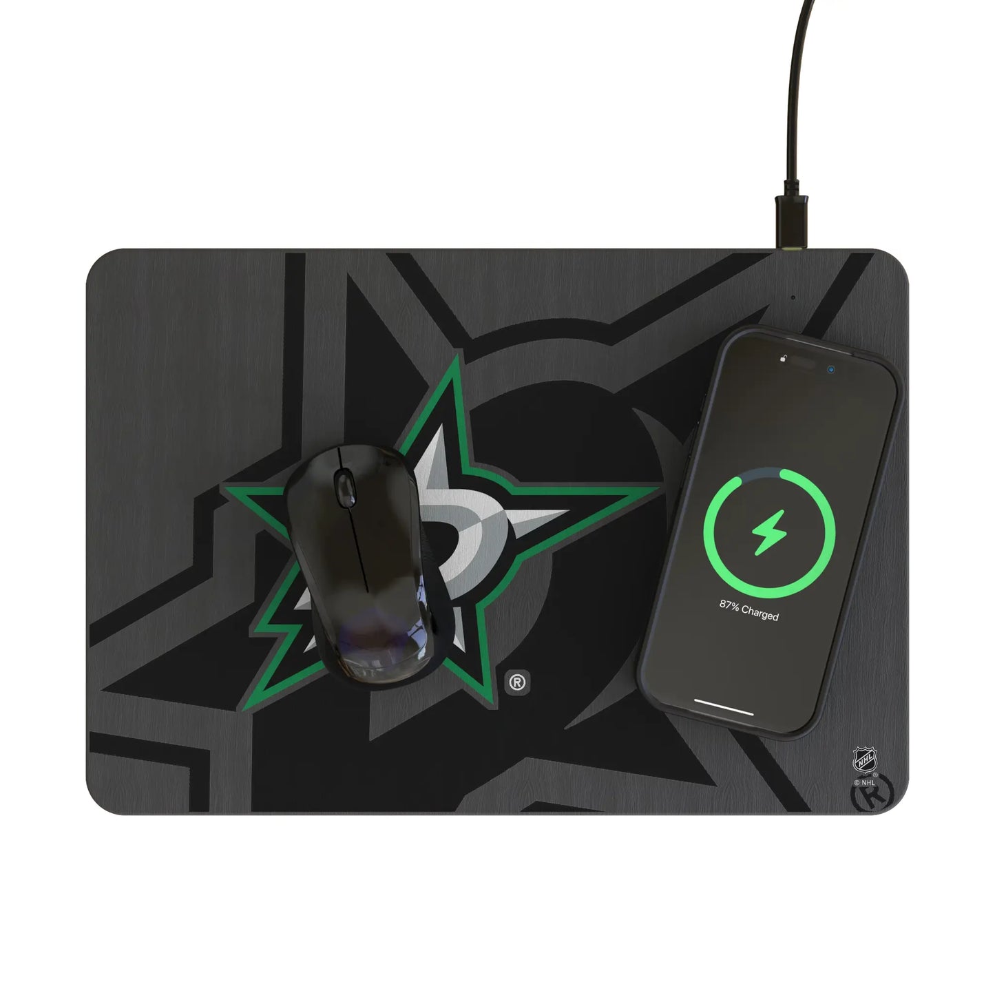 Dallas Stars Monocolor Tilt 15-Watt Wireless Charger and Mouse Pad