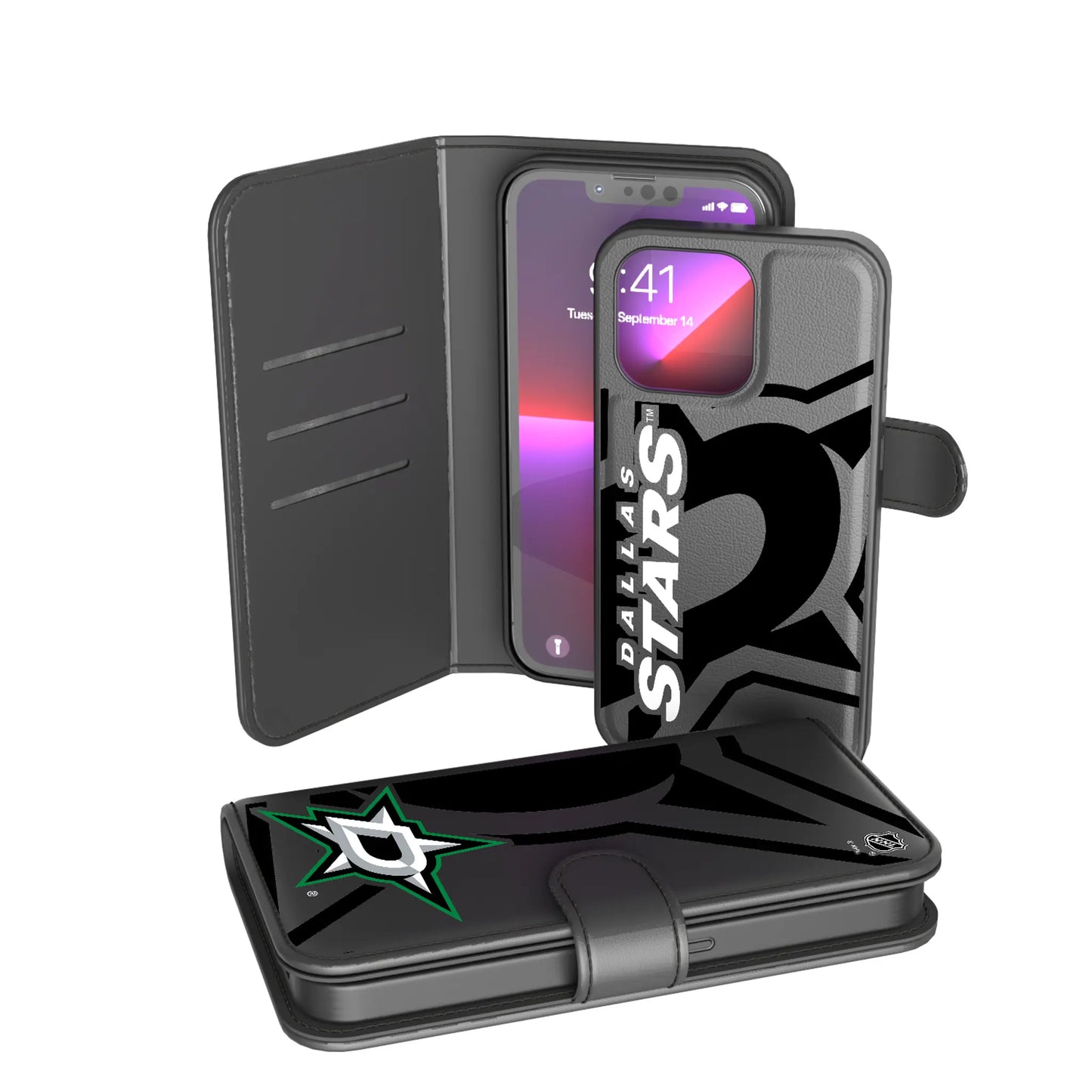 Dallas Stars Monocolor Tilt Wallet Phone Case for Apple iPhone