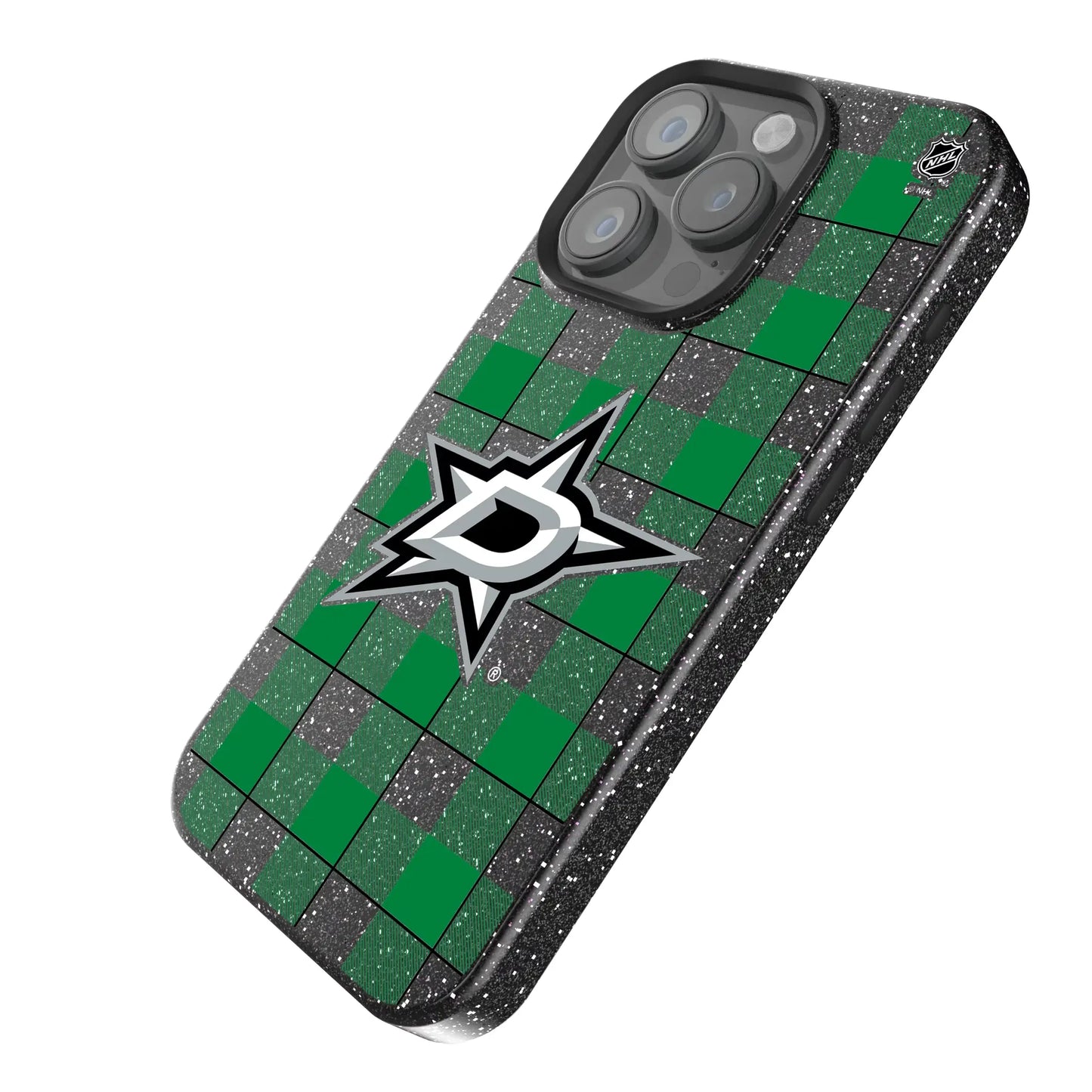 Dallas Stars Plaid Black Bling Phone Case for Apple iPhone