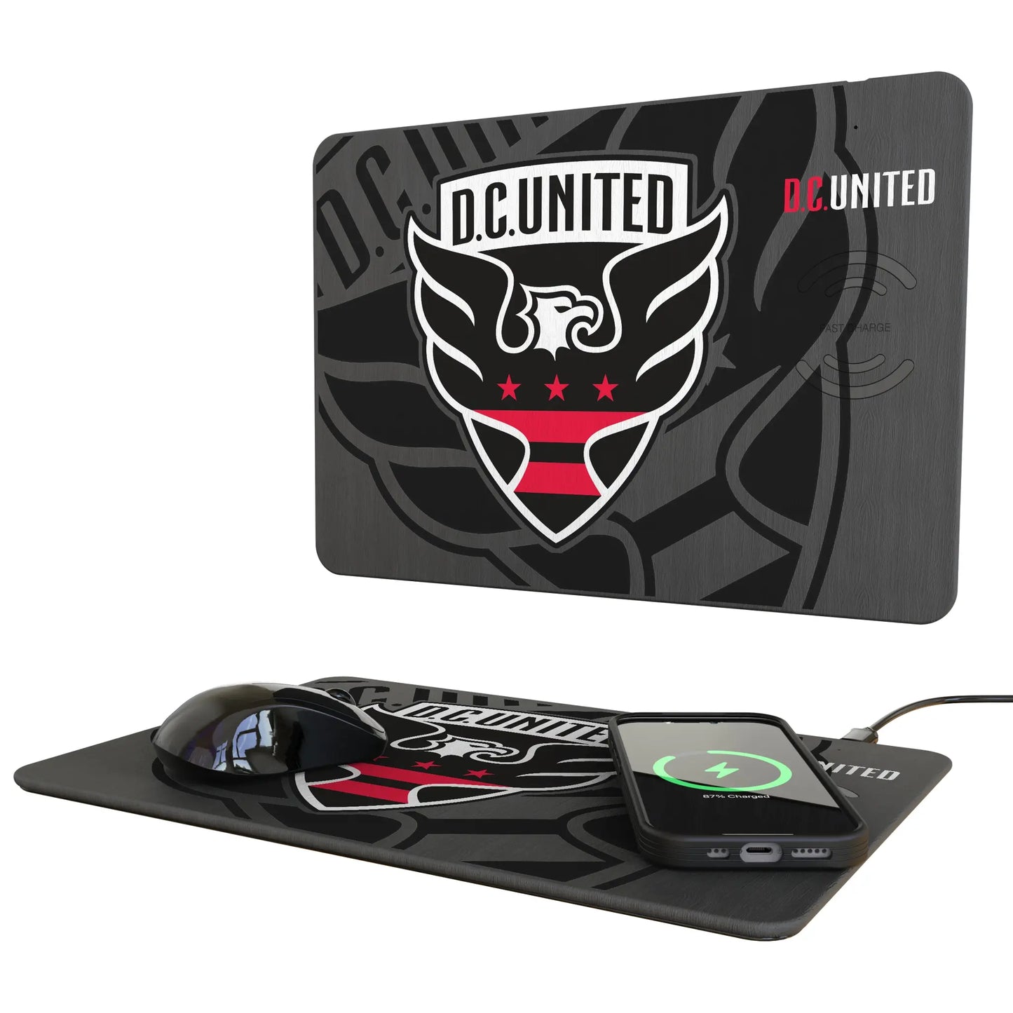 DC United Monocolor Tilt 15-Watt Wireless Charger and Mouse Pad