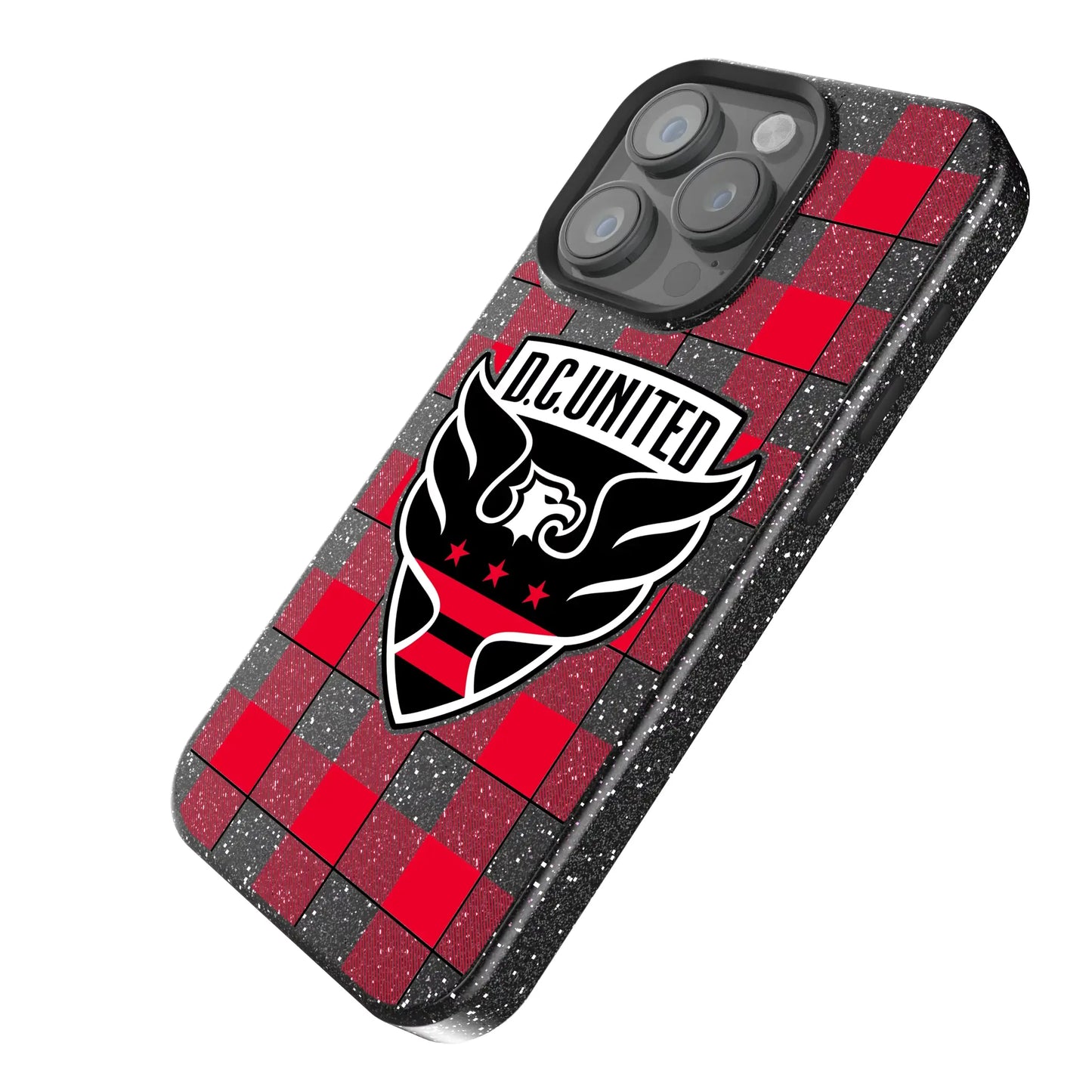 DC United Plaid Black Bling Phone Case for Apple iPhone