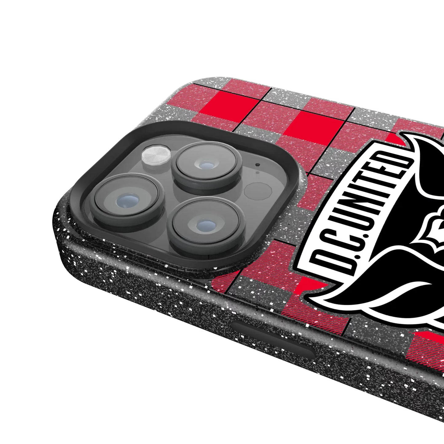 DC United Plaid Black Bling Phone Case for Apple iPhone
