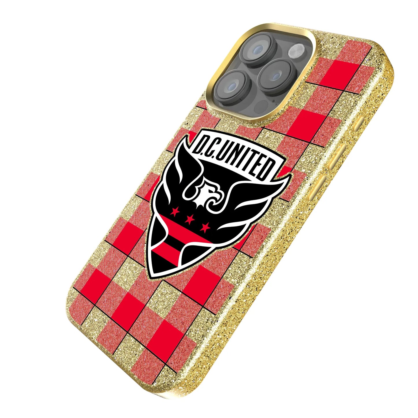 DC United Plaid Bling Phone Case for Apple iPhone