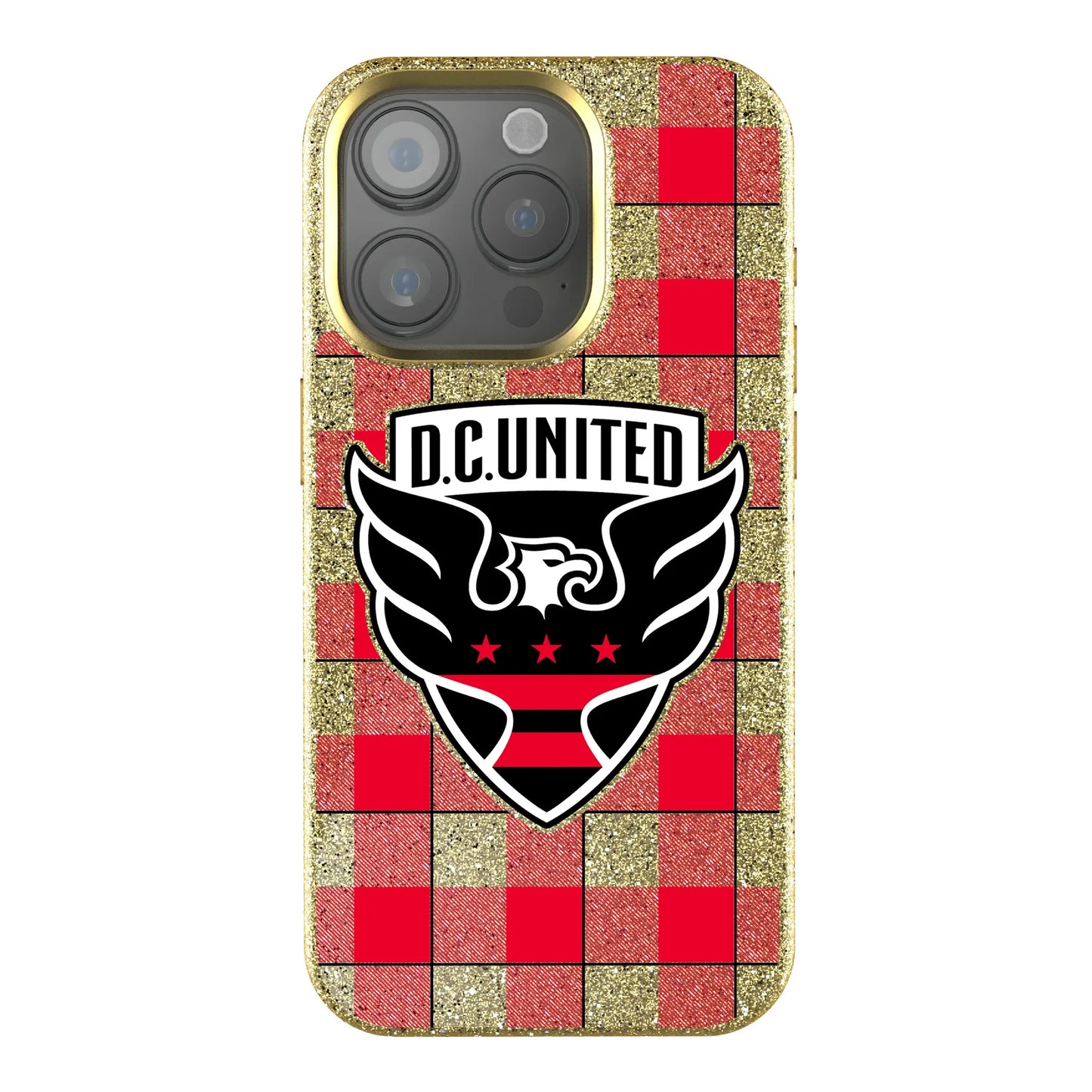 DC United Plaid Bling Phone Case for Apple iPhone