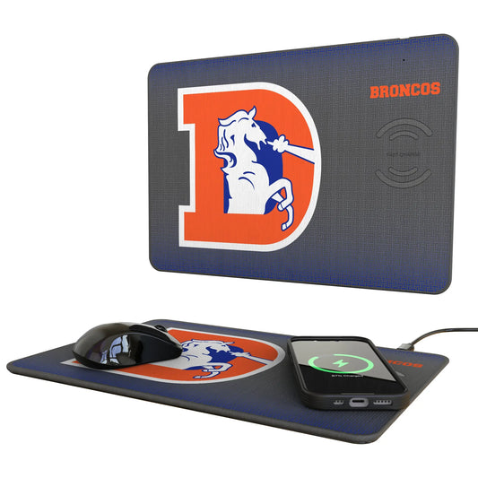 Denver Broncos 1993-1996 Historic Collection Linen 15-Watt Wireless Charger and Mouse Pad