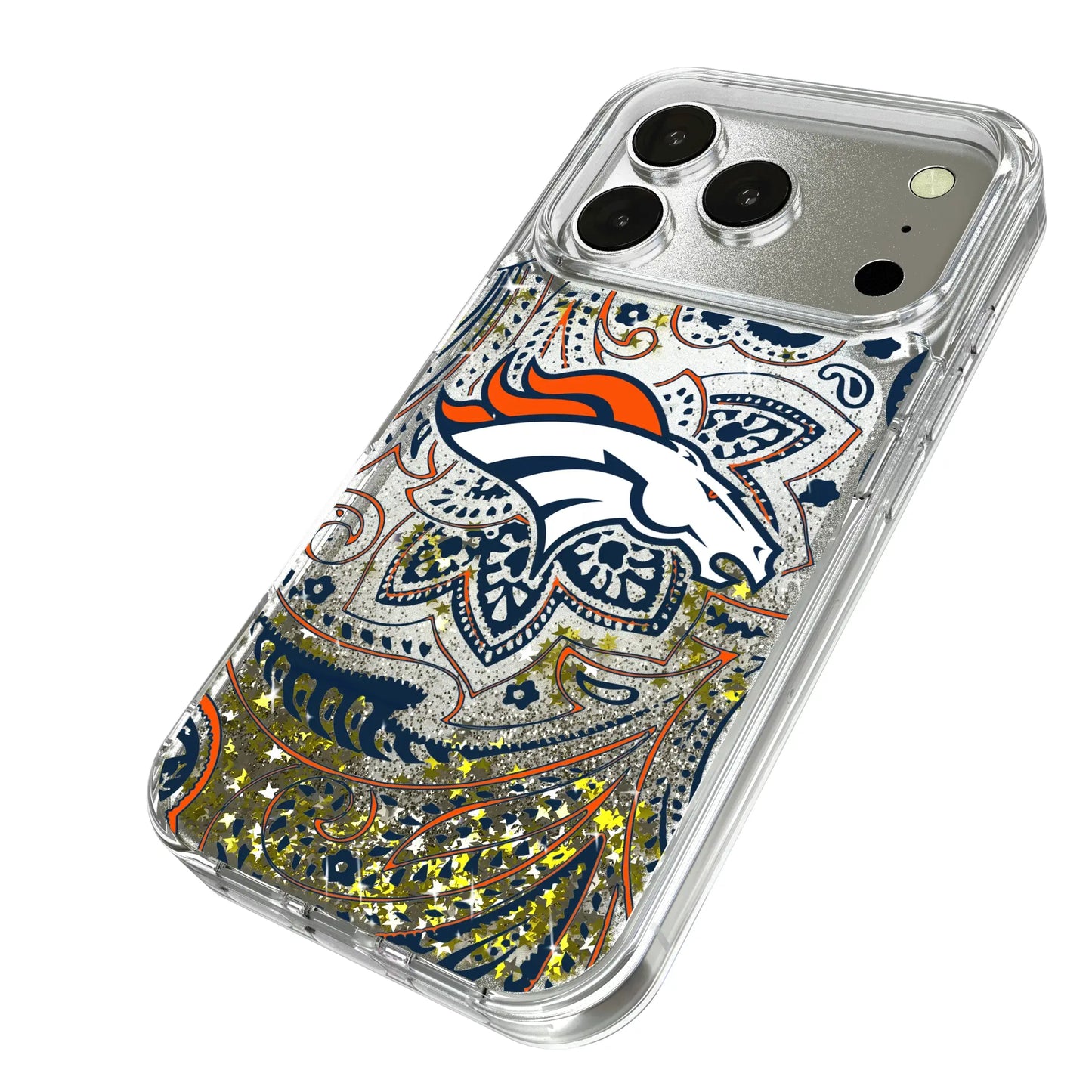 Denver Broncos Paisley Glitter Phone Case for Apple iPhone